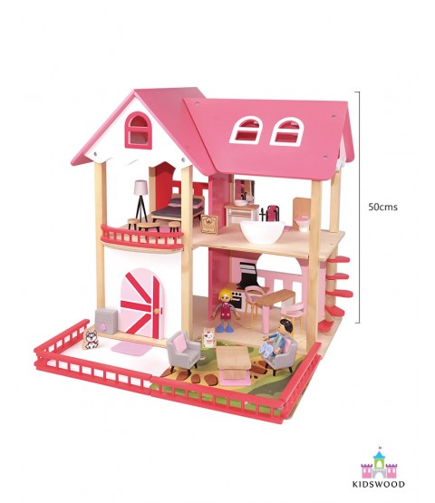 Pink Doll House with Front Yard