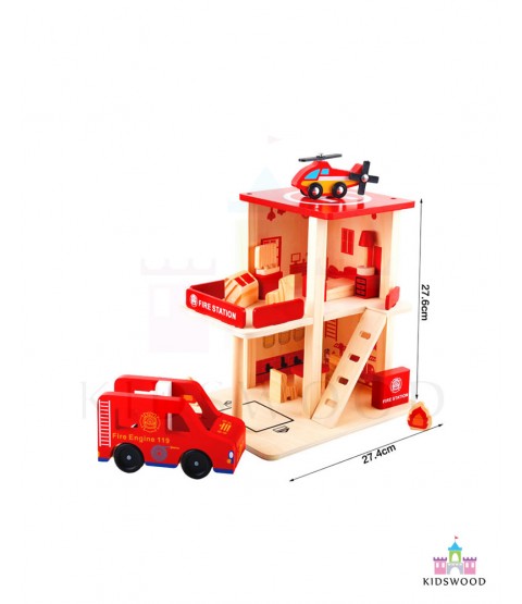 Wooden Fire Station Set